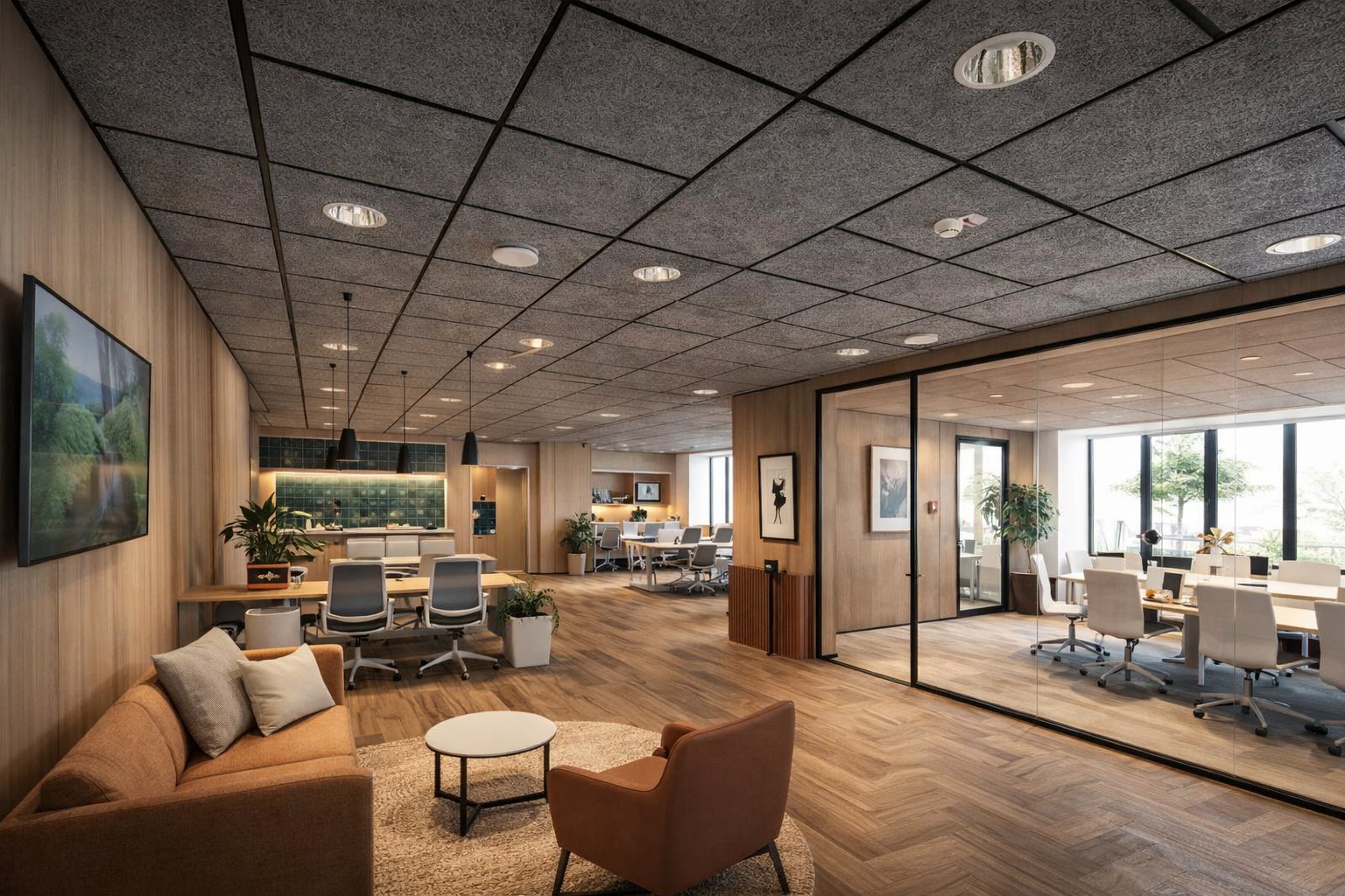 Профессиональный монтаж подвесного акустического потолка K&R Design