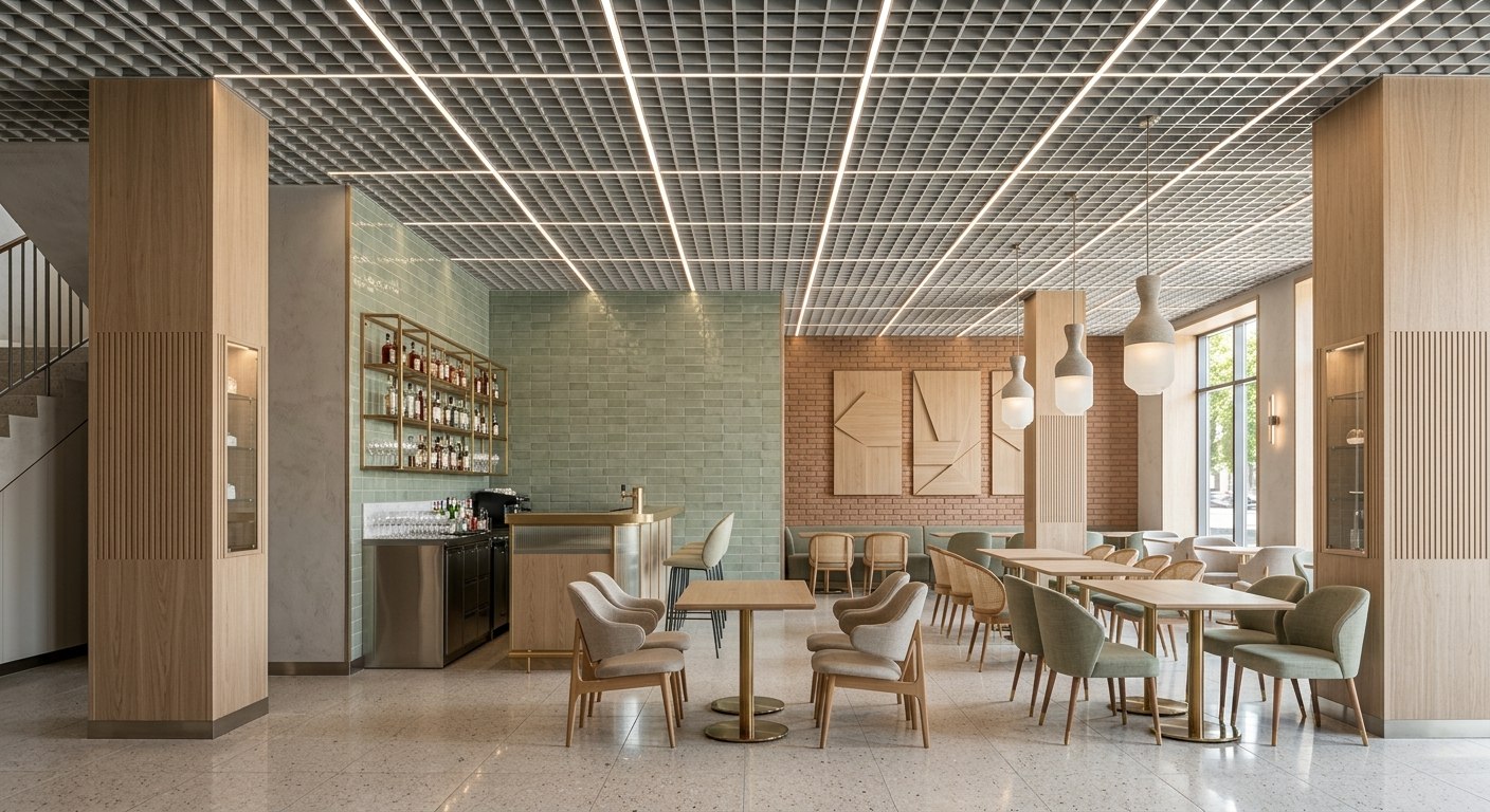 Подвесной потолок Грильято — сочетание доступной цены и эффектного вида