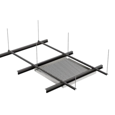 Потолочная панель K&R Design Hook-on 1200х600 мм Zn 0,7 мм Ral 9003 тип Б